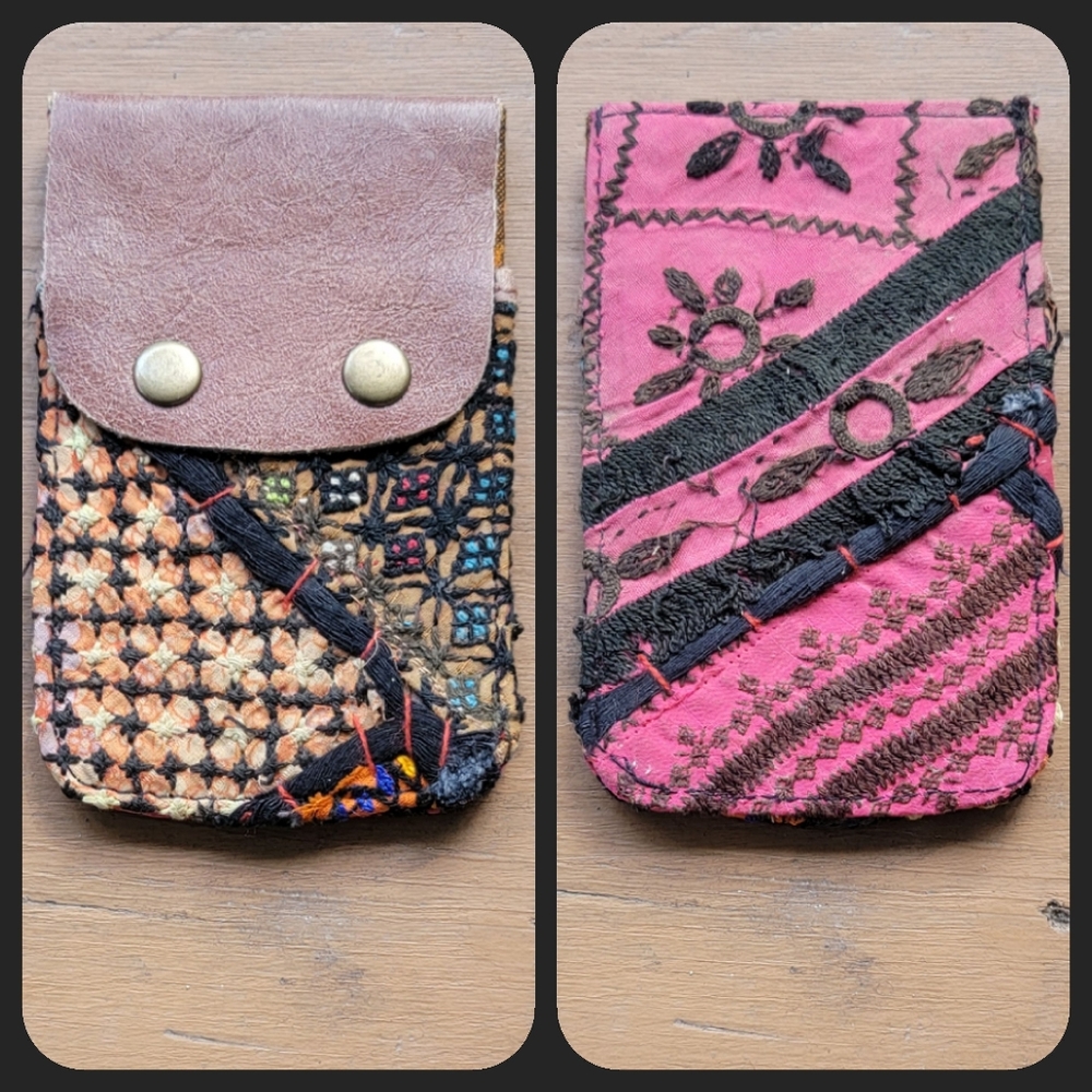 🍄🪬 Free People Boho Embroidered Repurposed vtg banjara hippie Wallet card case